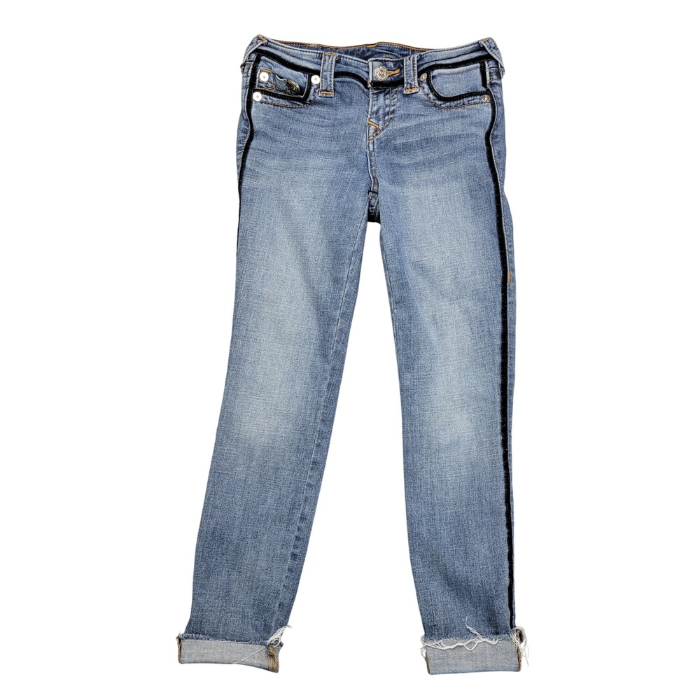 True Religion‎ Jeans Womens Size 26 Halle Super Skinny Cuffed Crop Velvet Trim